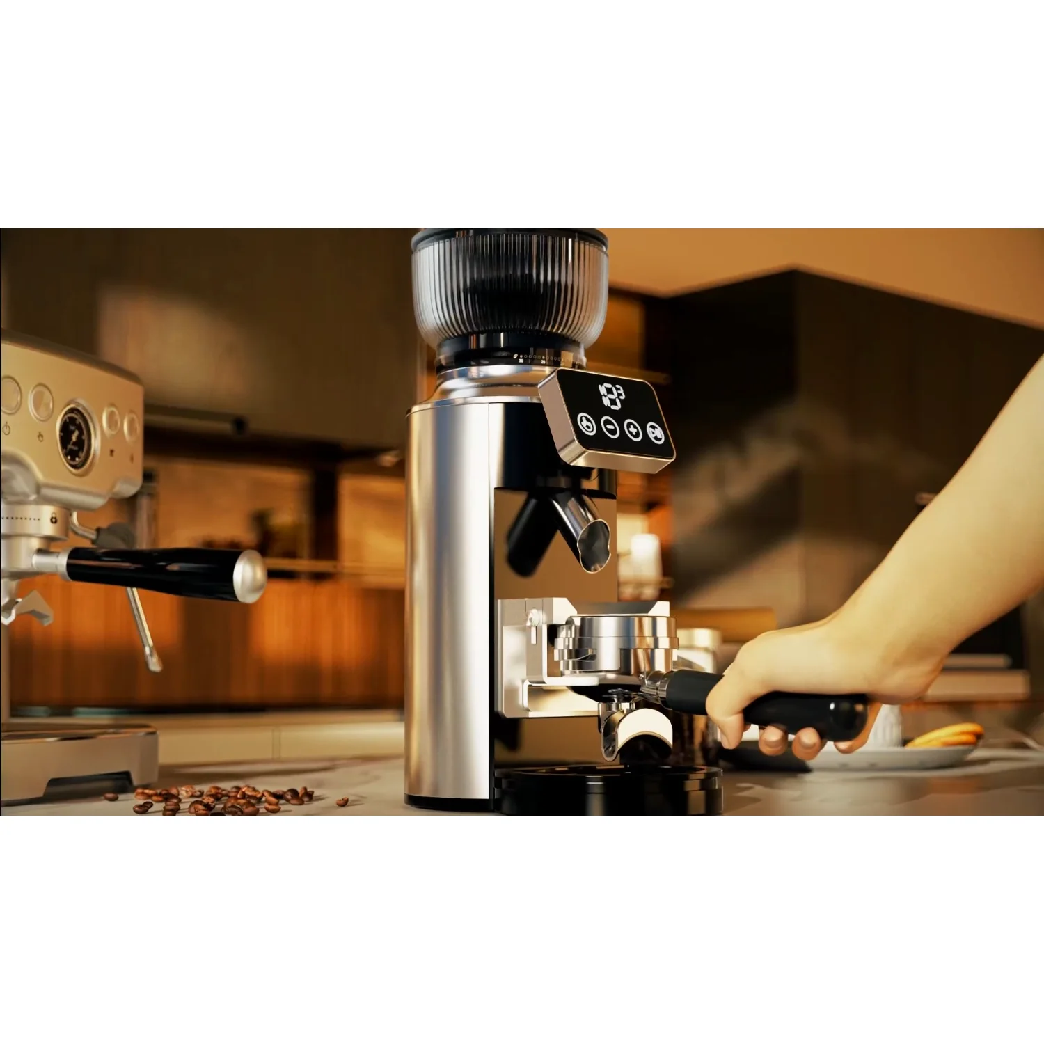 Grinding into the portafilter cradle